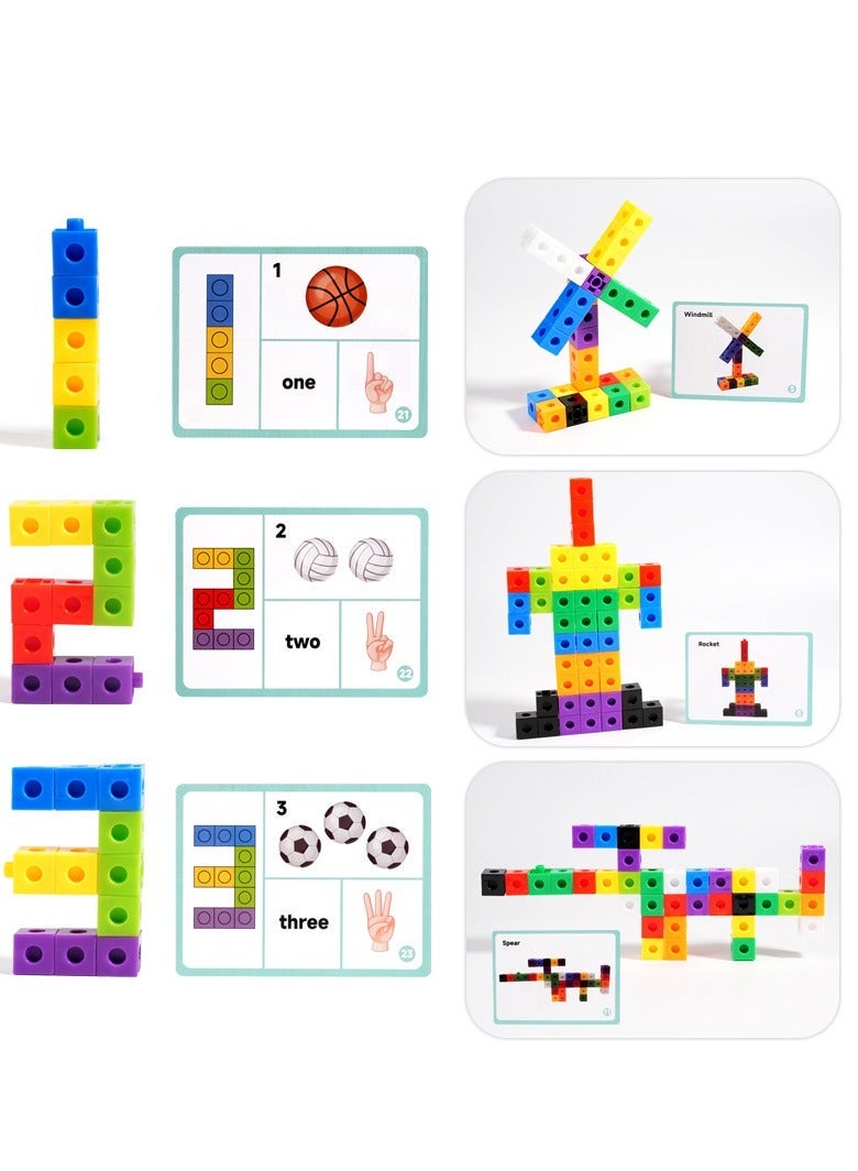 100pcs Linking Cubes Math Links STEM Building Stacking Blocks School Manipulatives Early Education Counting Sorting Toys for Kids Children  - Image 3