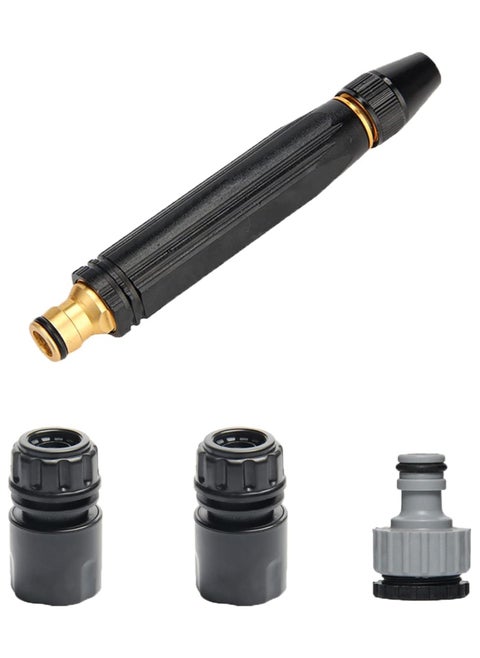 Garden Hose Pipe Spray Gun Starter Set, Alloy High Pressure Hose Watering Nozzle Gun with Hose End Quick Connector, Threaded Tap Adapter Hose Fitting for Car Washing, Garden Irrigation