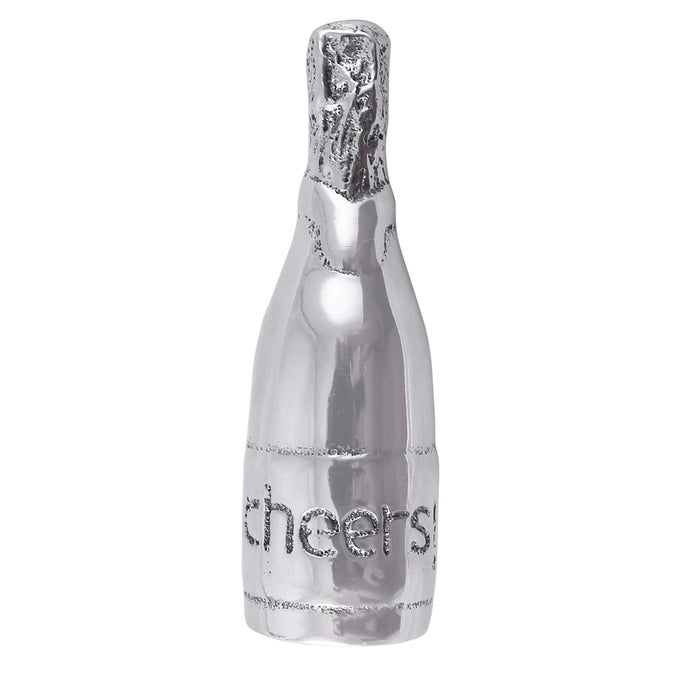 CHAMPAGNE BOTTLE NAPKIN WEIGHT SILVER SMALL