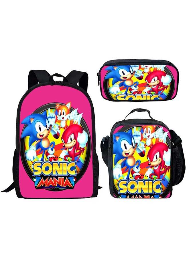 SONIC New Sonic Backpack, Pencil Case Crossbody Bag, Three-Piece Style, Boys' and Girls' Backpack, Casual Sports Travel Backpack, Student Schoolbag - Image 1