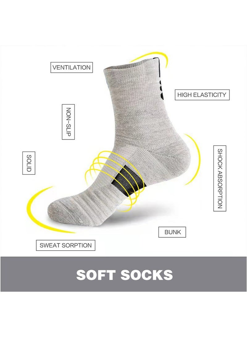 Generic 3 Pairs Basketball Socks for Men Running Training Boys Compression Cotton Sock Men Athletic Crew Socks Performance Thick Cushioned Sport Lightweight and Breathable - Image 2