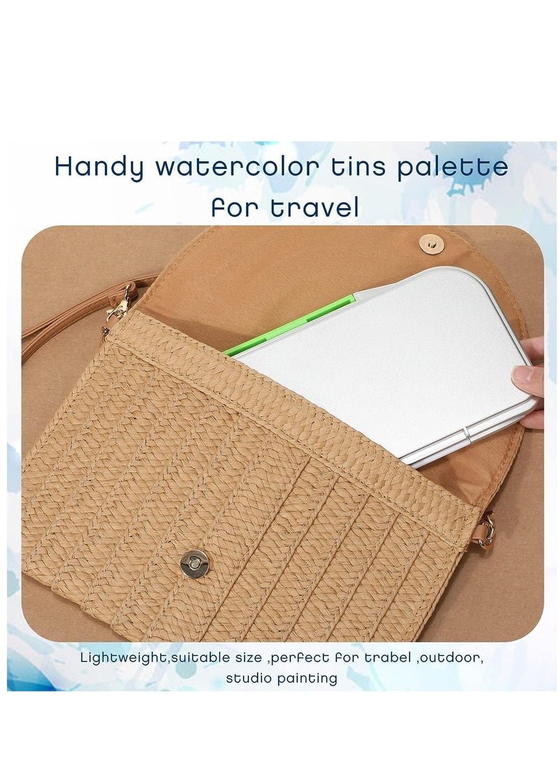 KASTWAVE 2 Pcs Airtight Folding Watercolor Palette with 18 Wells and 2 Mixing Areas Plastic Paint Palette with Lid Gouache Palette Paint Pallet Fold Paint Tray for Artist Painter Painting Travel - Image 5