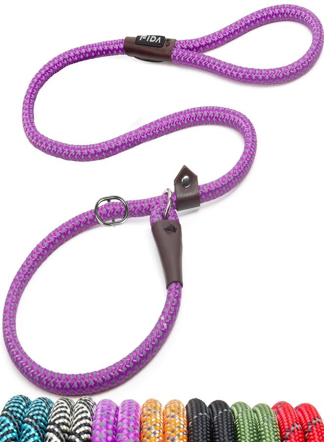 Fida Slip Leads for Dogs - 4 FT x 1/2" Heavy Duty Comfortable Strong Rope Leash for Large, Medium Dogs - No Pull Pet Training Leash with Highly Reflective, Purple - Image 1