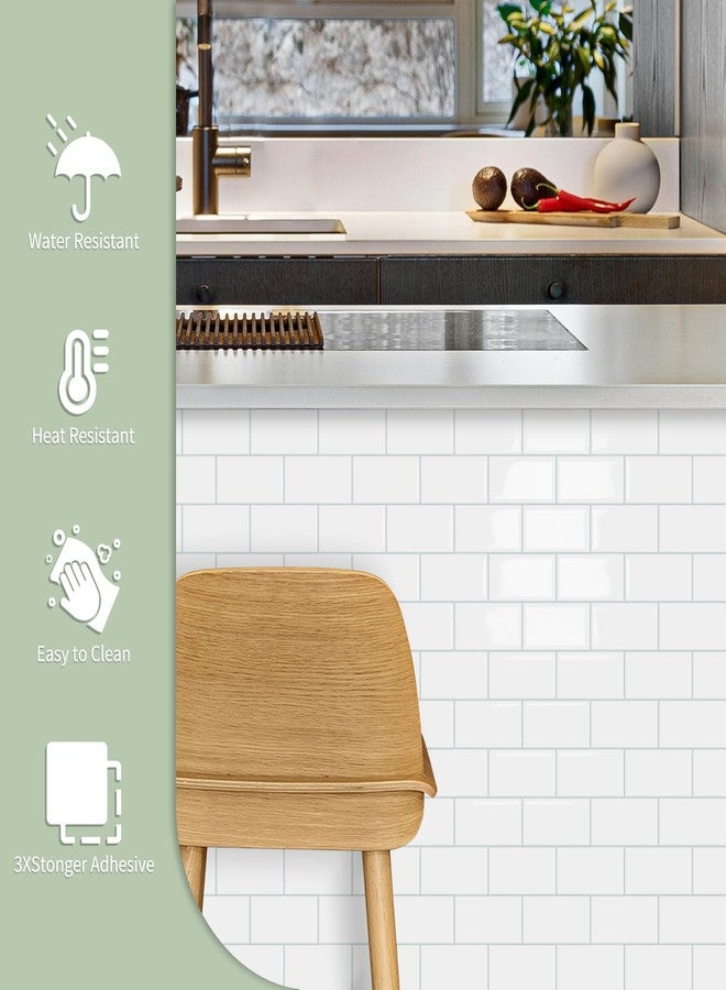 MOONFUN 10 Sheet Thicker Subway Tiles Peel and Stick Backsplash,12.6"x10.6" Self Adhesive Wall Tile Stick on Splashback for Kitchen and Bathroom(White Blue Grout) - Image 2