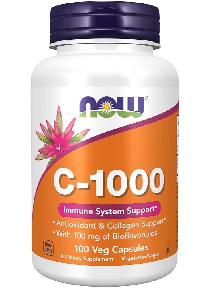 now - Dietary Supplement Vitamin C-1000 with 100 mg Bioflavonoids Antioxidant Protection 100 Veggie Caps - Image 1