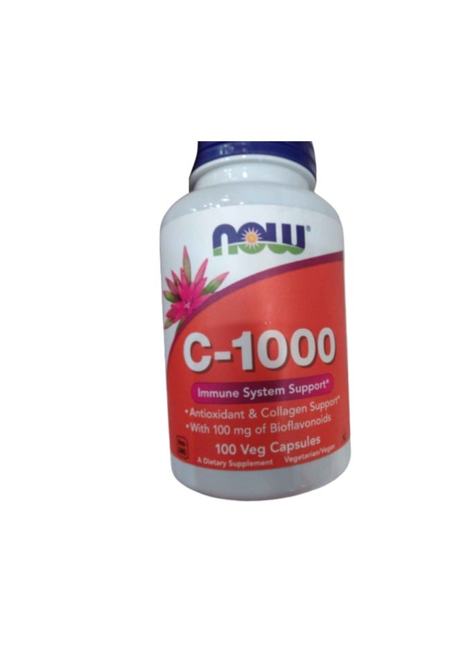 now - Dietary Supplement Vitamin C-1000 with 100 mg Bioflavonoids Antioxidant Protection 100 Veggie Caps - Image 1