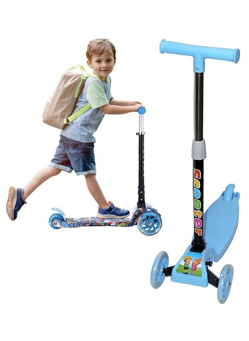 AGD - Folding Kick Scooter 3 Wheels Height Adjustable with Comfortable Non-slip Handle for Unisex Kids - Image 1