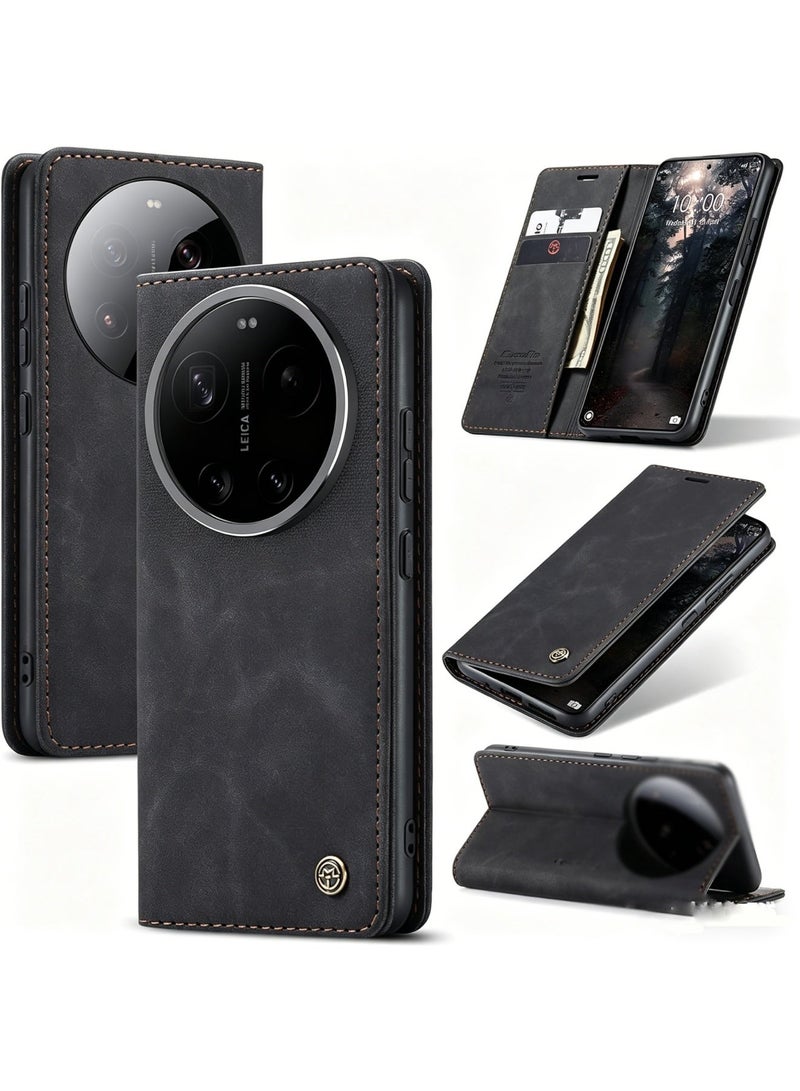 Adando for Xiaomi 17 Ultra Phone Case, Leather Wallet Phone Case, Flip Fold Phone Case with Card Slots and Magnetic Closure, Shockproof and Anti-collision Phone Protective Case (Black) - Image 1