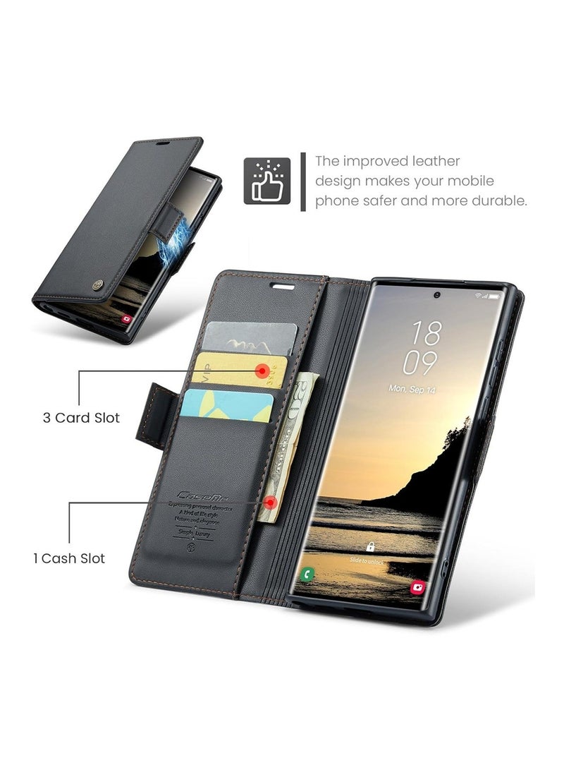 Adando for Xiaomi 17 Ultra Phone Case, Leather Wallet Phone Case, Flip Fold Phone Case with Card Slots and Magnetic Closure, Shockproof and Anti-collision Phone Protective Case (Black) - Image 5