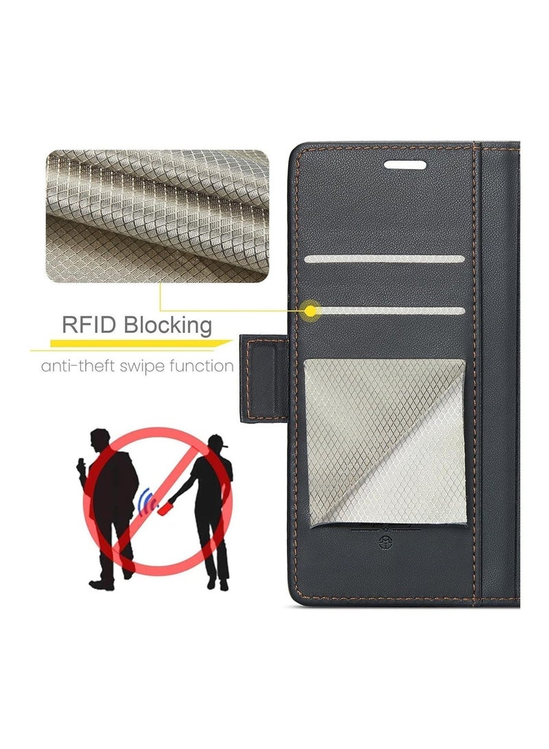 Adando for Xiaomi 17 Ultra Phone Case, Leather Wallet Phone Case, Flip Fold Phone Case with Card Slots and Magnetic Closure, Shockproof and Anti-collision Phone Protective Case (Black) - Image 4