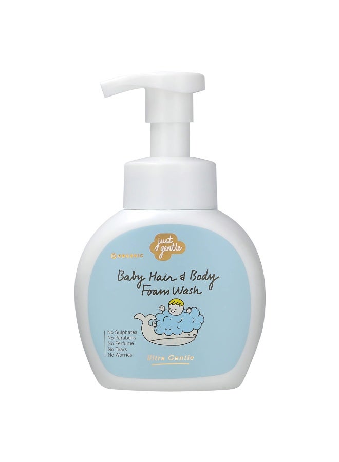 Just Gentle Hair & Baby Foam Wash- Ultra Gentle - 99% Natural Ingredients, Tear-Free, Hypoallergenic, Dermatologist-Tested, 230ml - Image 1