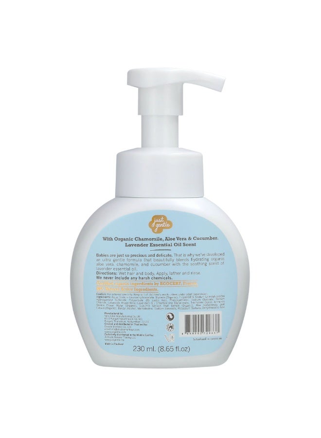 Just Gentle Hair & Baby Foam Wash- Ultra Gentle - 99% Natural Ingredients, Tear-Free, Hypoallergenic, Dermatologist-Tested, 230ml - Image 2