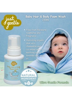 Just Gentle Just Gentle Hair & Baby Foam Wash- Ultra Gentle - 99% Natural Ingredients, Tear-Free, Hypoallergenic, Dermatologist-Tested, 230ml  - Image 3