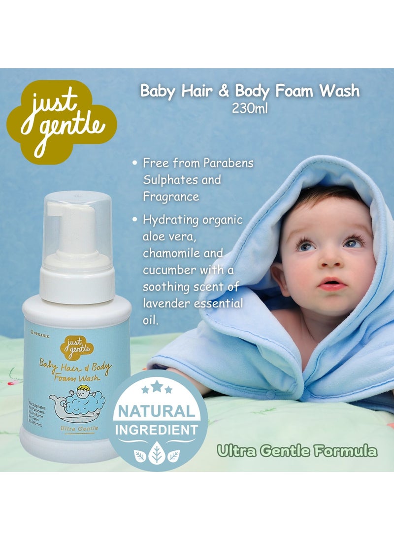 Just Gentle Just Gentle Hair & Baby Foam Wash- Ultra Gentle - 99% Natural Ingredients, Tear-Free, Hypoallergenic, Dermatologist-Tested, 230ml  - Image 3