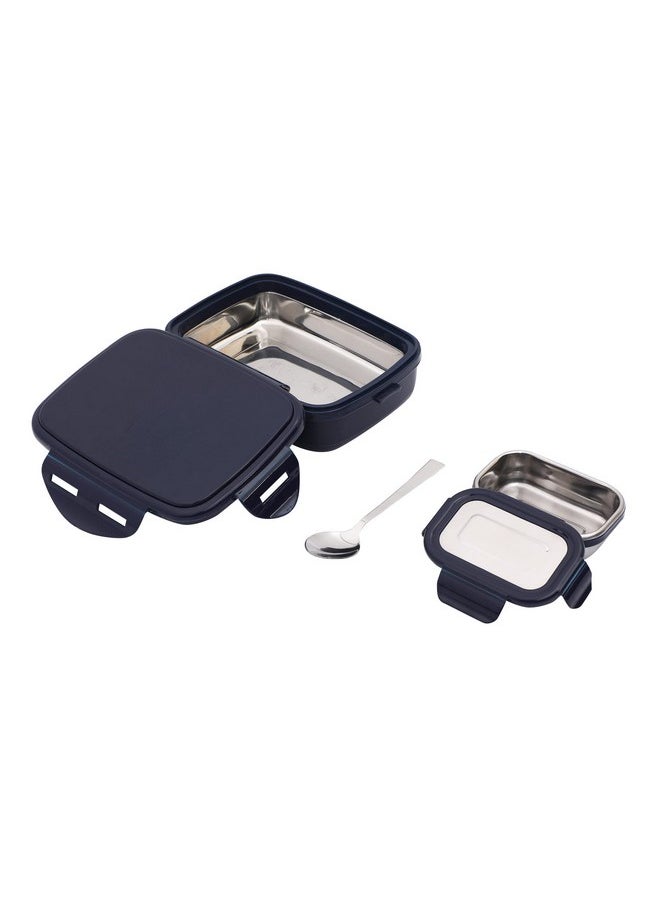 JAYPEE JAYPEE Stainless Steel Insulated Lunch Box Wavesteel Sr. Dark Blue, 600 ml, Airtight Tiffin Box for School Kids |Spillproof with Silicon Seal |Food Grade | BPA Free  - Image 3