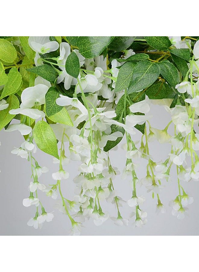CLONG 5Pack Wisteria Garland Flower Garland Artificial Flowers Wisteria Vines Fake Ivy Flowers Total 33Ft (White) - Image 3