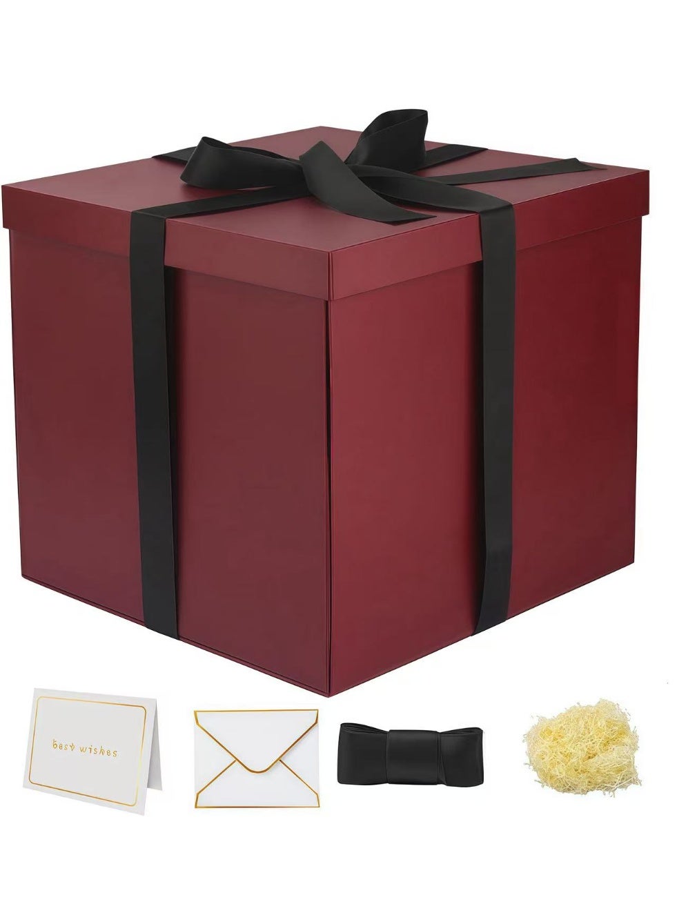 Gift Box 12x12x10 Inches,Burgundy Gift Boxes for presents,Large Present box,for Packaging,Valentine's Day,Mother's Day,Anniversaries.