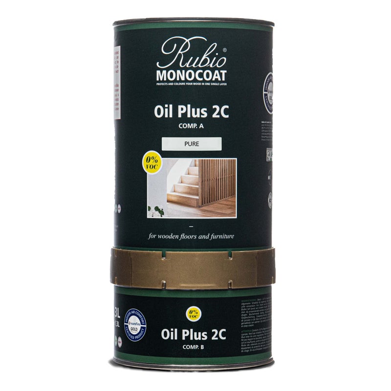 Rubio Monocoat Rubio Monocoat Wood Oil Finish 650 ft² - Pure | Oil Plus 2C | Quick-Dry, Eco-Friendly Linseed Wood Oil for Indoor Use, Includes Accelerator (Part B) | Protector | 1.3 L  - Image 1