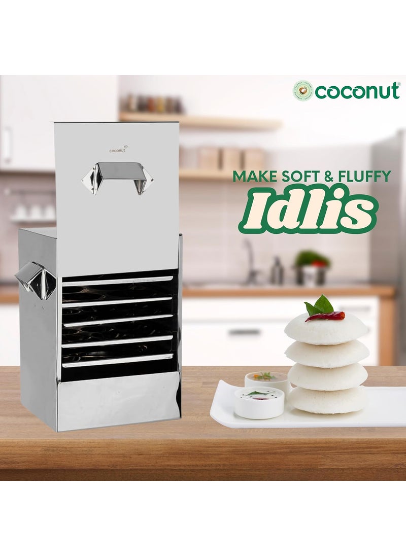 Coconut Coconut Stainless Steel - Trivia Idli Maker | Unique Rectangular Shape Idli Steamer For Home | Include 3 Regular, 2 Mini & 1 Tatte Idli Plate | Restaurant Type Soft & Fluffy Idli | Induction Base  - Image 2