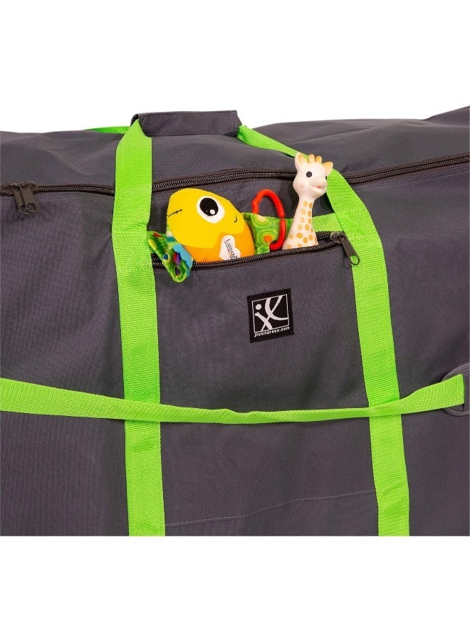J.L. Childress Heavy Duty Stroller Travel Bag - Grey and Lime - Image 3