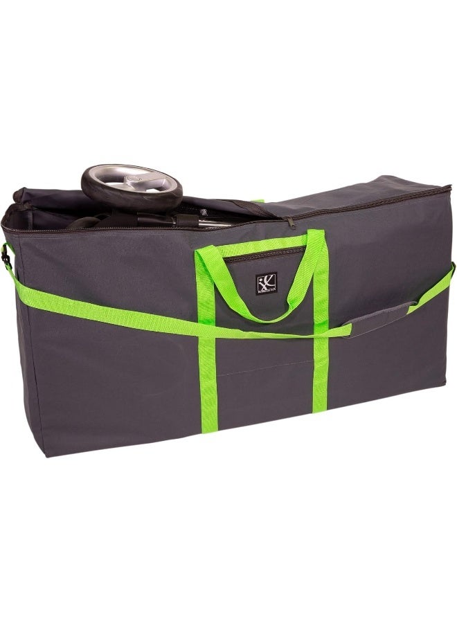 J.L. Childress Heavy Duty Stroller Travel Bag - Grey and Lime - Image 1