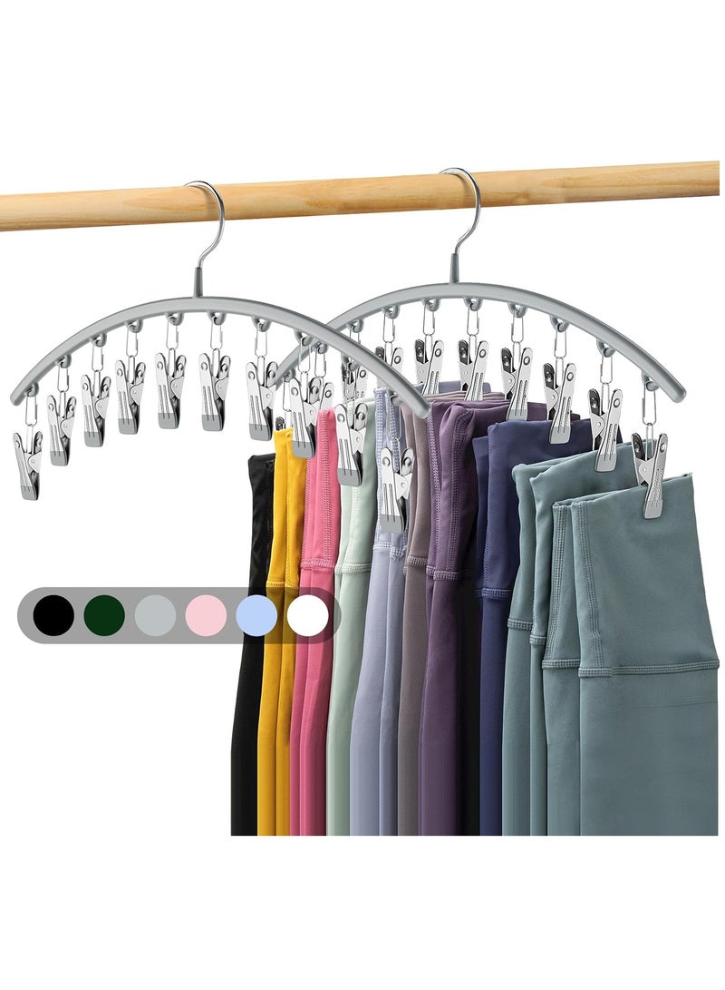 KASTWAVE 2Pcs Legging Organizer, Pant Hangers, Metal Yoga Pants Hanger, with Rubber Coated, Hangers Space Saving Hanging Closet Organizer, with 10 Clips, for Closet Organizers and Storage  - Image 1
