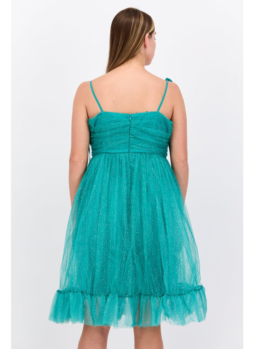 Collective The Label Women Petite Textured Party Mini Dress, Green  - Image 2