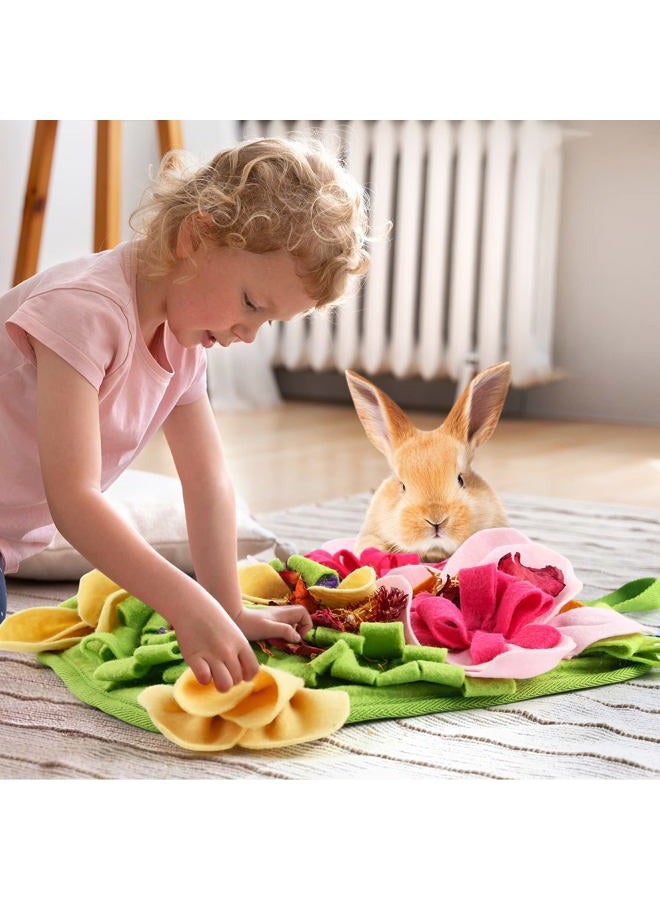 Rabbit Foraging Mat, 11.8'' X Interactive Feeding Game, Machine Washable Felt Fabric Pet for Rabbits, Guinea Pigs, Hamsters, and Small Animals Anti Slip Treat Dispenser, Pink - Image 5