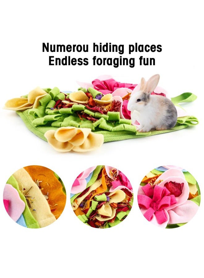 Rabbit Foraging Mat, 11.8'' X Interactive Feeding Game, Machine Washable Felt Fabric Pet for Rabbits, Guinea Pigs, Hamsters, and Small Animals Anti Slip Treat Dispenser, Pink - Image 3