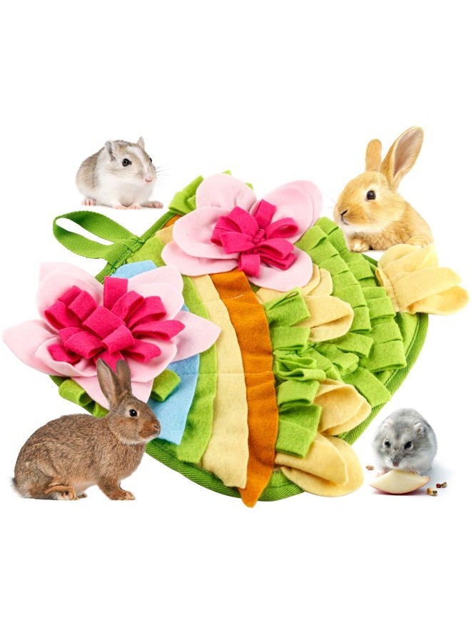 Rabbit Foraging Mat, 11.8'' X Interactive Feeding Game, Machine Washable Felt Fabric Pet for Rabbits, Guinea Pigs, Hamsters, and Small Animals Anti Slip Treat Dispenser, Pink - Image 1
