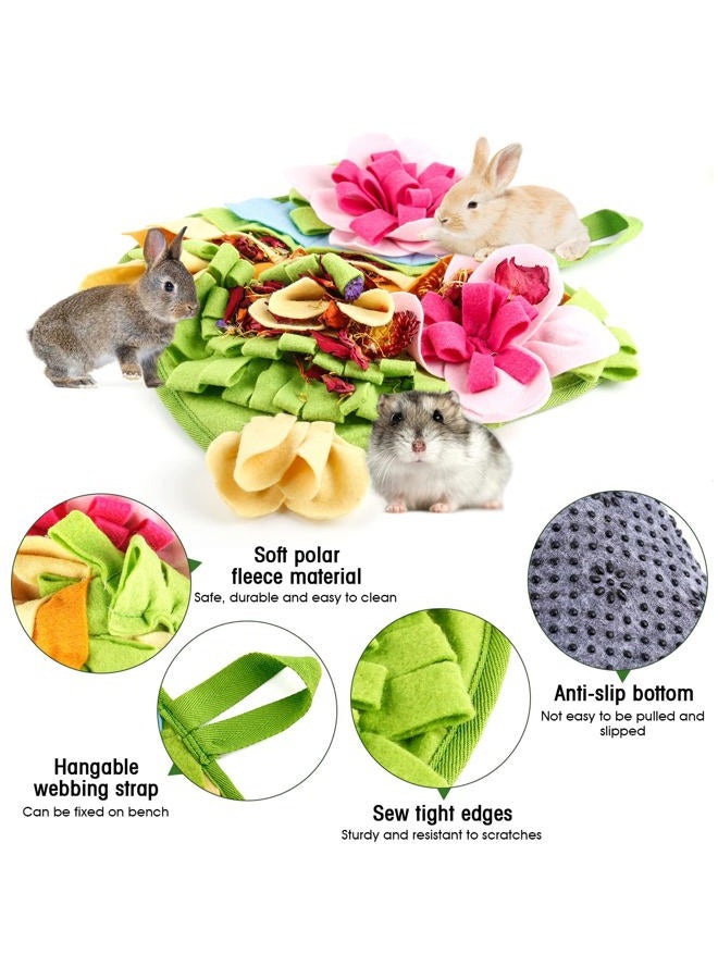 Rabbit Foraging Mat, 11.8'' X Interactive Feeding Game, Machine Washable Felt Fabric Pet for Rabbits, Guinea Pigs, Hamsters, and Small Animals Anti Slip Treat Dispenser, Pink - Image 2