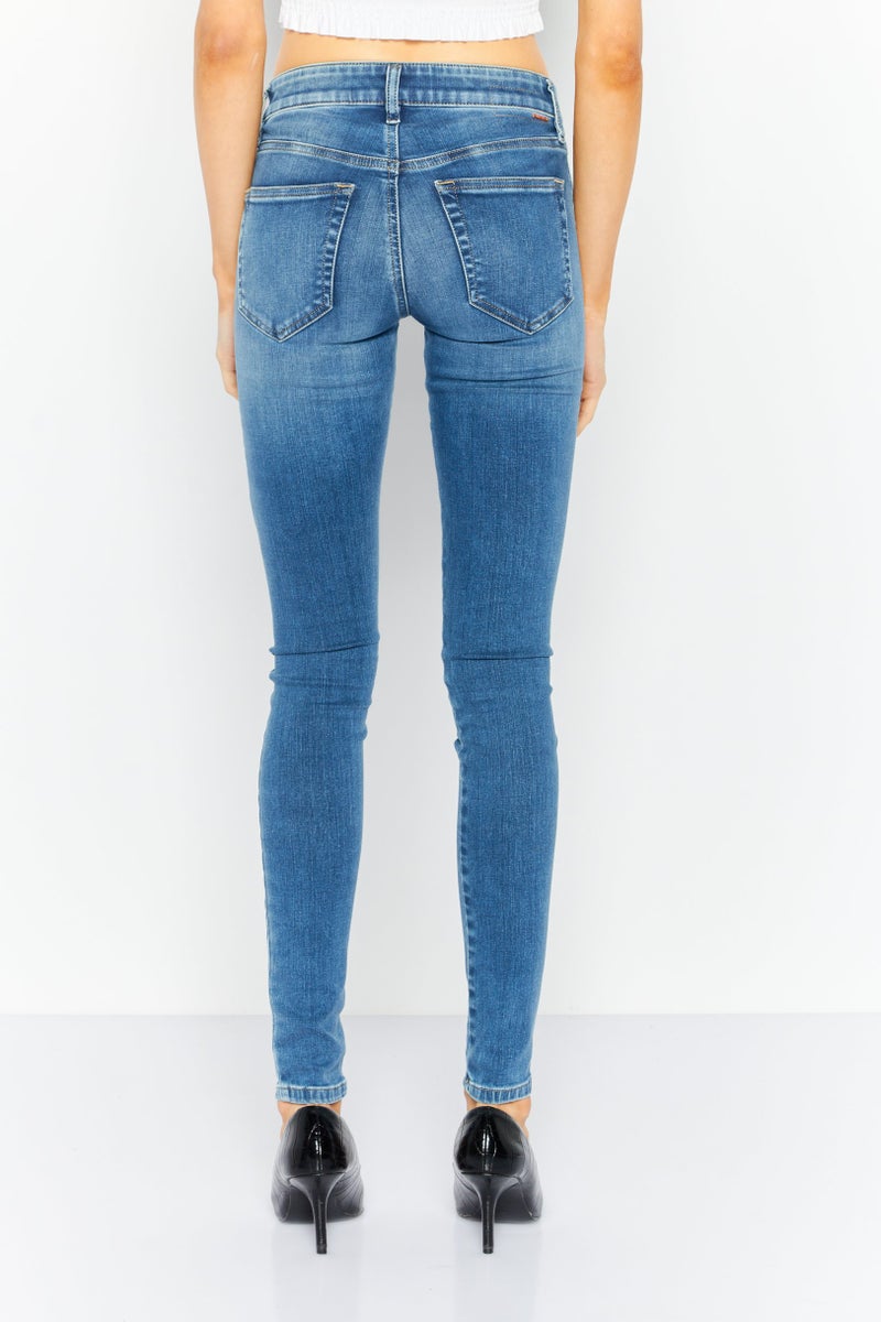 DIESEL جينز دنيم ضيق للغاية للنساء، مغسول وقابل للتمدد، أزرق - Image 4