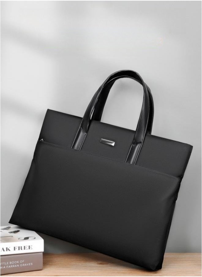 WAOKN Men's Thin Business Handbag, Large-capacity Briefcase, Computer bag, Laptop bag, Office Worker Commuting Casual Tote Bag Carrying Bag (Black)  - Image 3