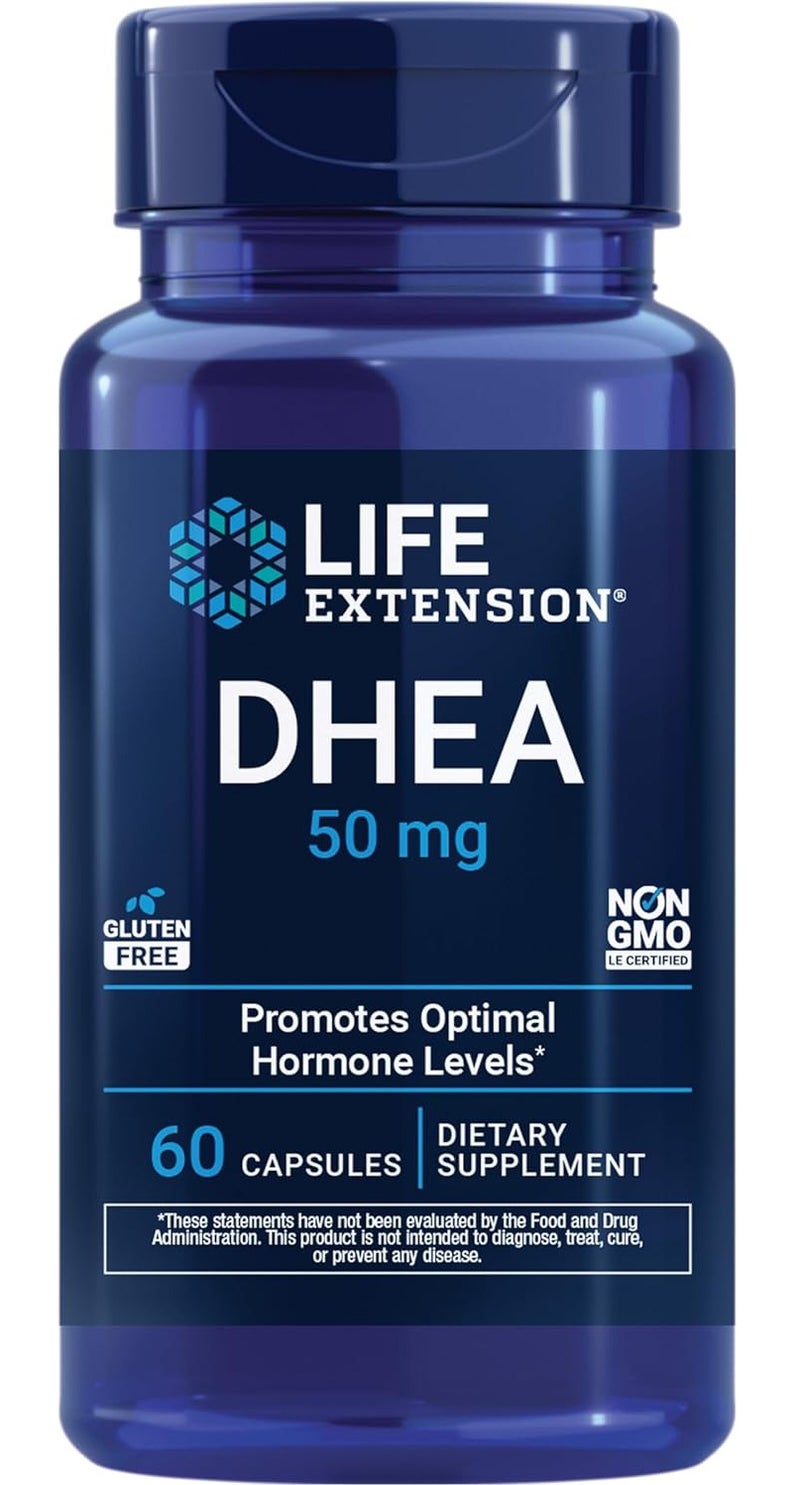 Life Extension DHEA - For Hormone Balance, Immune Support, Sexual Health, Bone & Cardiovascular Health and Anti-Aging and Mood Support Non-GMO, Gluten-Free - 60 Vegetarian Capsules - Image 1