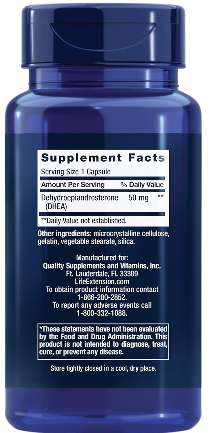 Life Extension DHEA - For Hormone Balance, Immune Support, Sexual Health, Bone & Cardiovascular Health and Anti-Aging and Mood Support Non-GMO, Gluten-Free - 60 Vegetarian Capsules - Image 2