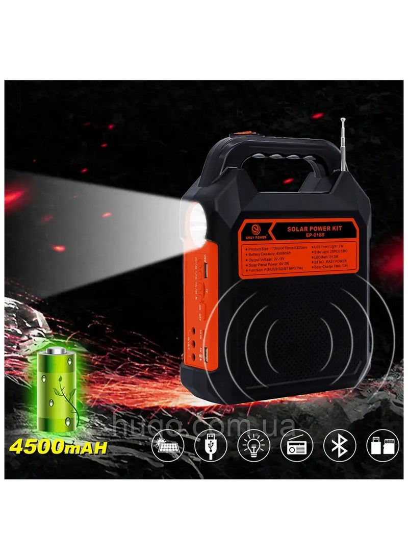 Easy Power Solar Wireless Radio USB Speaker with FM Panel Torch System  - Image 2