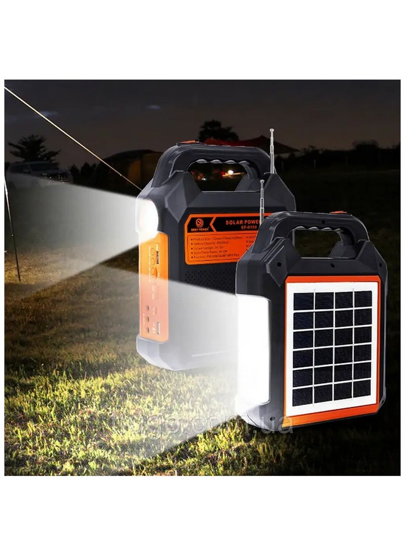 Easy Power Solar Wireless Radio USB Speaker with FM Panel Torch System  - Image 1