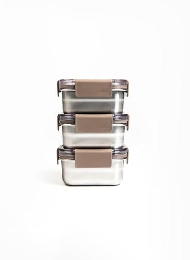 Locknlock Stainless Steel Food Storage Containers with Lids, Metal Lunch Boxes, Leak-Proof, Microwave, Freezer and Dishwasher Safe, 3-Piece Set, 3 x 310ml - Image 4