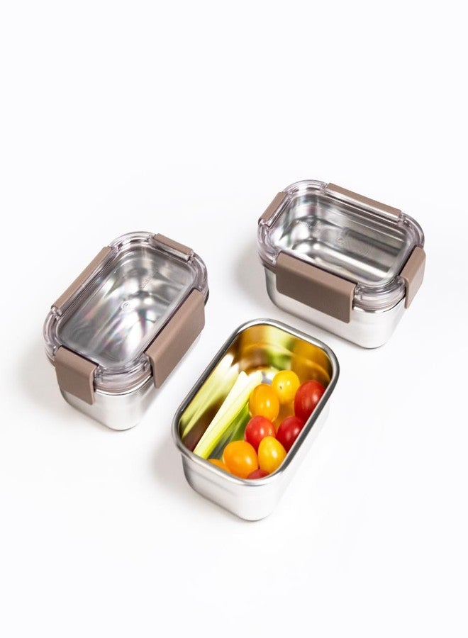 Locknlock Stainless Steel Food Storage Containers with Lids, Metal Lunch Boxes, Leak-Proof, Microwave, Freezer and Dishwasher Safe, 3-Piece Set, 3 x 310ml - Image 1
