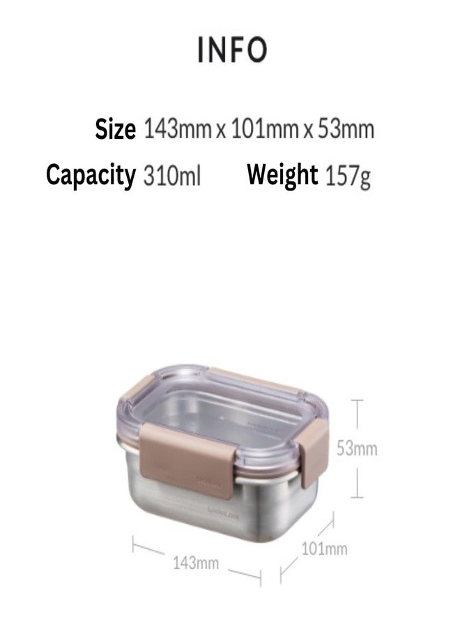 Locknlock Stainless Steel Food Storage Containers with Lids, Metal Lunch Boxes, Leak-Proof, Microwave, Freezer and Dishwasher Safe, 3-Piece Set, 3 x 310ml - Image 3
