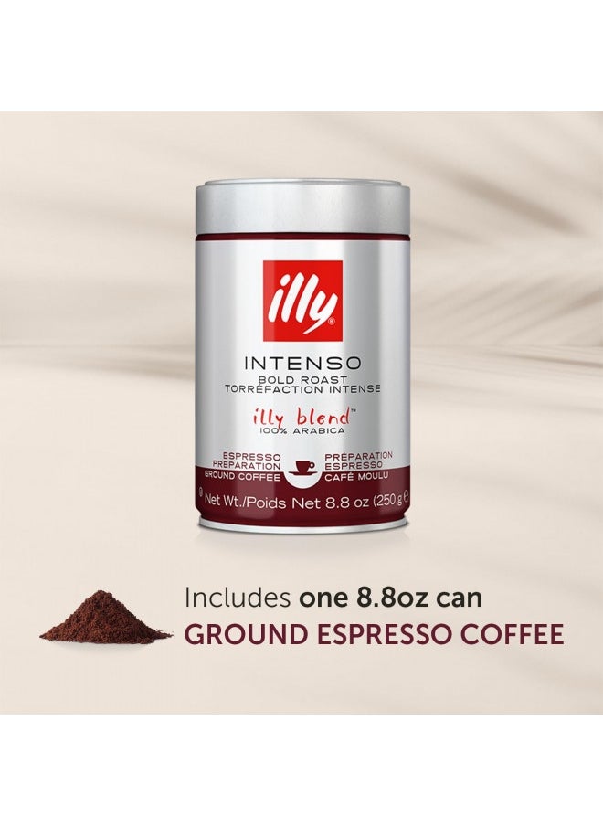 Illy Illy Intenso Ground Espresso Coffee, Bold Roast, Intense, Robust And Full Flavored With Notes Of Deep Cocoa, 100% Arabica Coffee, No Preservatives, 8.8 Ounce (Pack Of 1)  - Image 1