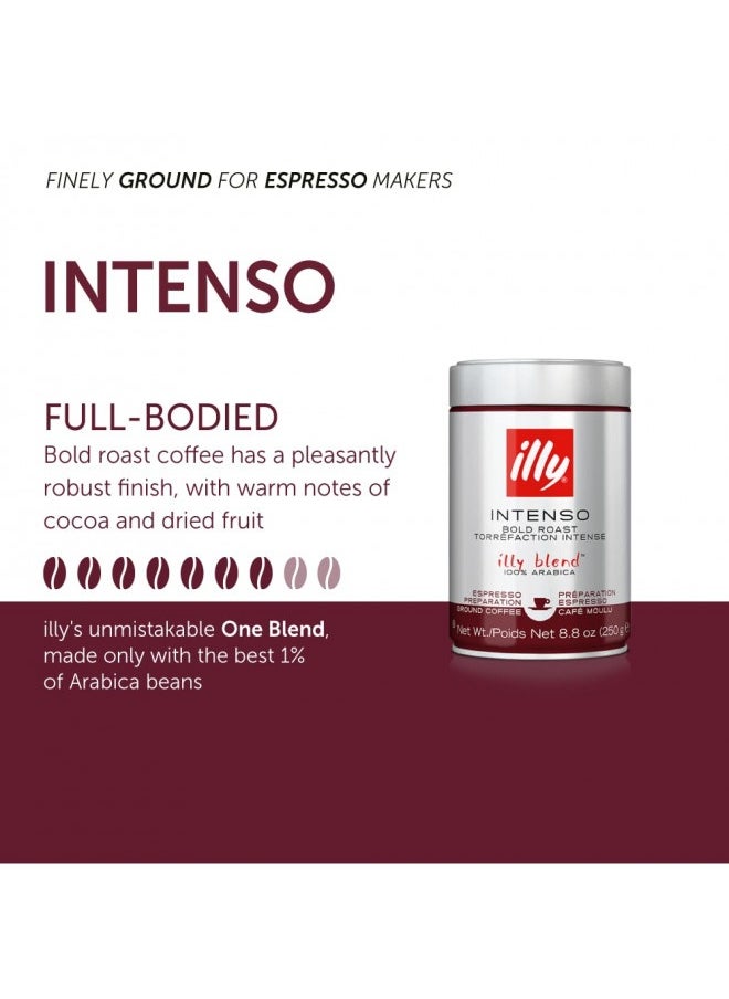 Illy Illy Intenso Ground Espresso Coffee, Bold Roast, Intense, Robust And Full Flavored With Notes Of Deep Cocoa, 100% Arabica Coffee, No Preservatives, 8.8 Ounce (Pack Of 1)  - Image 5