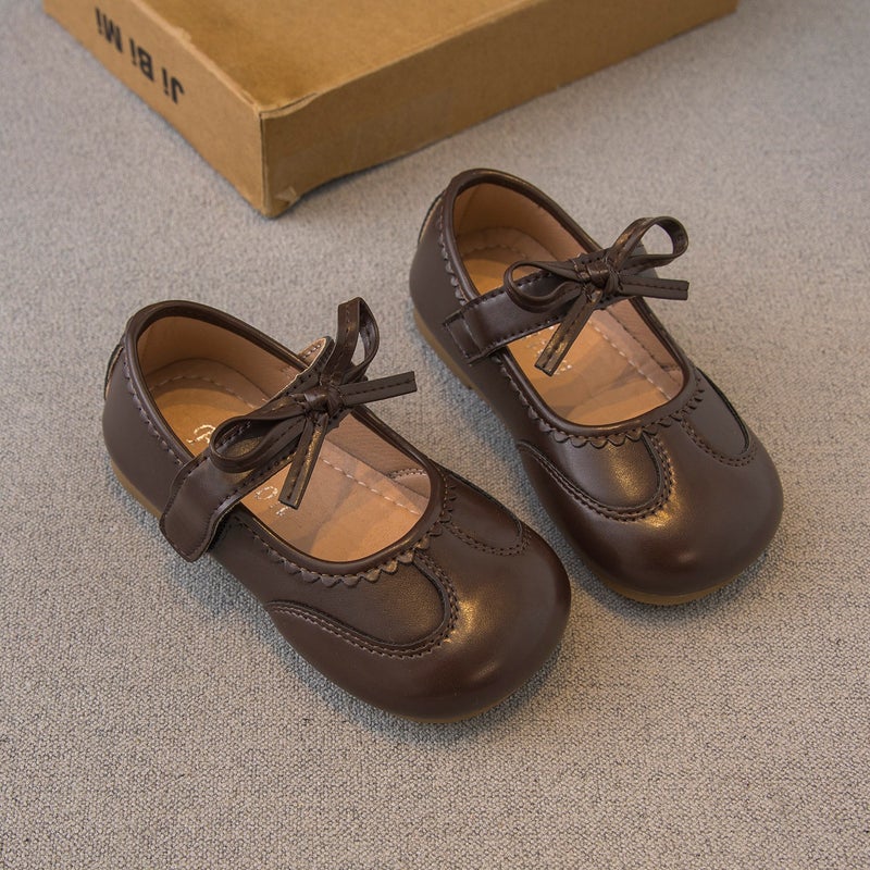 Girls'' Leather Shoes 2025 Spring and Autumn New Children''s Shoes Little Girl Princess Shoes Soft-Soled Loafers Baby Single Shoes Trendy - Image 1