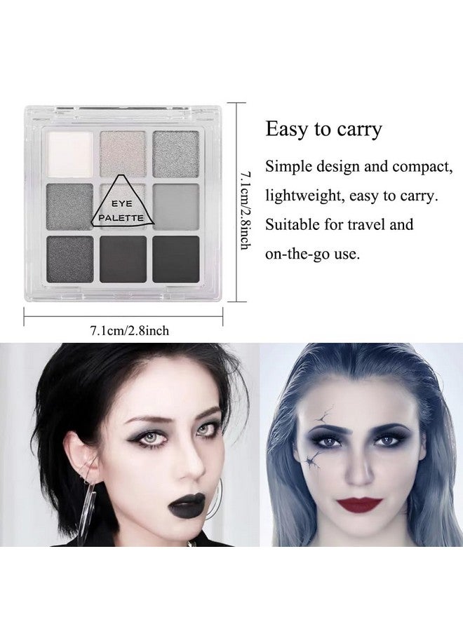 Yeweian Black Smokey Eyeshadow Palette Eye Black Makeup 9 Colors Black Silver Gray White Eyeshadow Makeup Palette Waterproof Cool Toned Matte Glitter Eyeshadow Palette Sombras De Ojos Profesional - Image 5