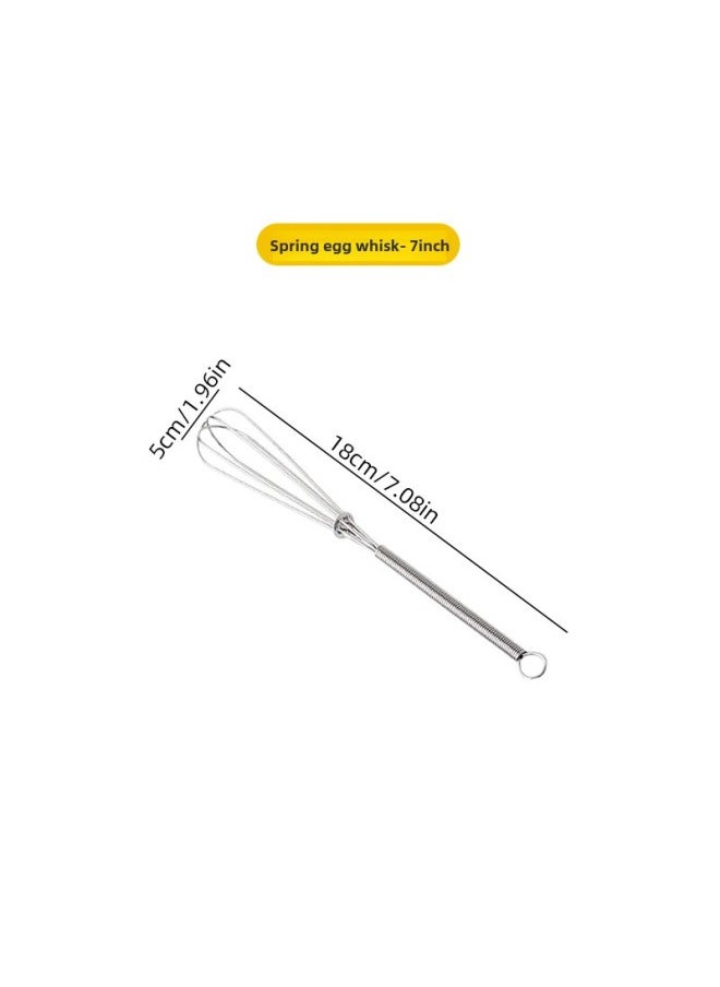 Generic A Generation Of Stainless Steel Manual Egg Beater Household Semi-automatic Hand-held Milk Foam Spring Mixing Baking Tool-Color:7 Inches 18cm (silver)  - Image 1