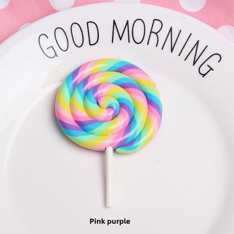 Generic Giant Clay Lollipop DIY Crafts Toys Keychain pink purple