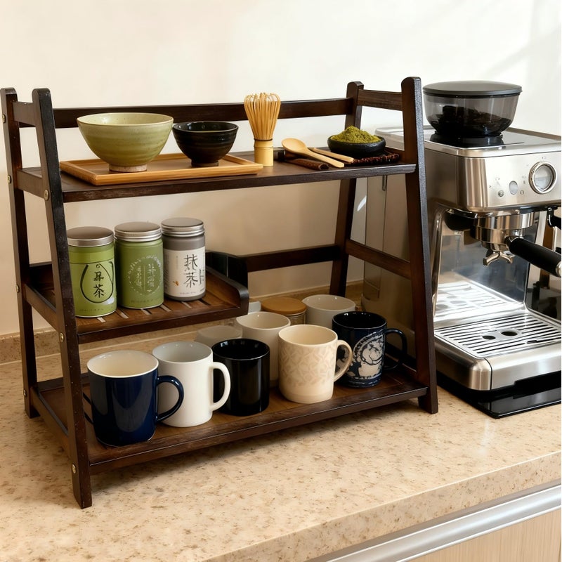Lnncdsc Bamboo Matcha Station Organizer - Large Capacity 3-Tier Shelf, Easy to Install for Matcha and Coffee Bar Accessories, Perfect for Tea and Coffee Enthusiasts. (brown, large) - Image 2