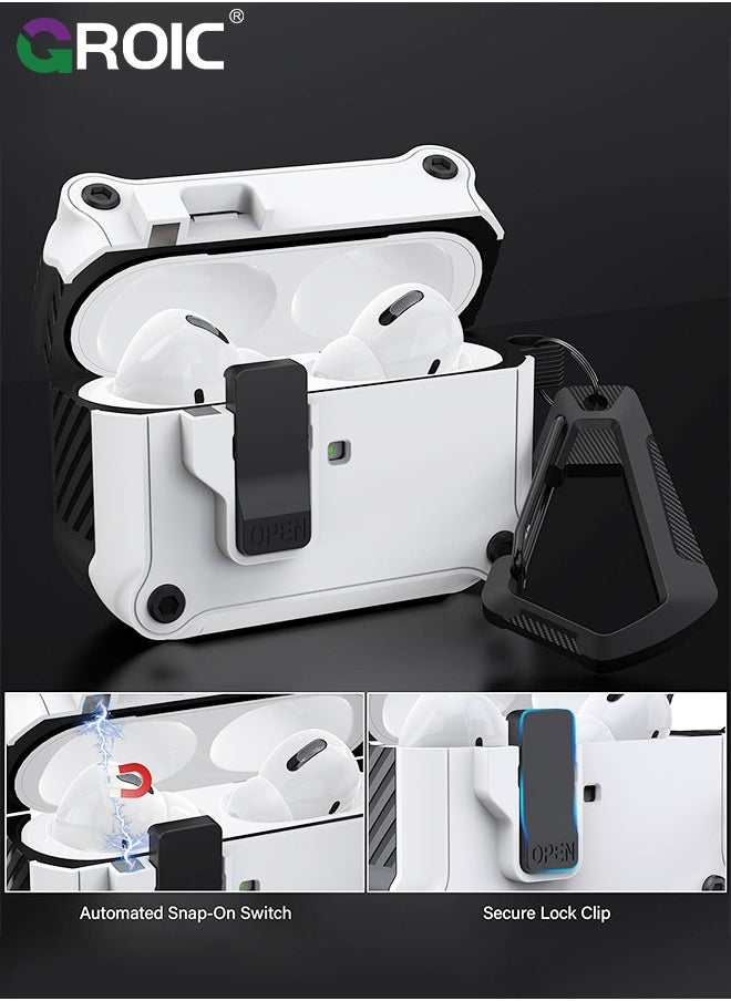 GROIC White Airpods Pro 2nd Generation Case Cover with Lock for Men Women with Keychain, Full-Body Shockproof & Anti-Scratch Protective Case for Airpods Pro 2  - Image 4