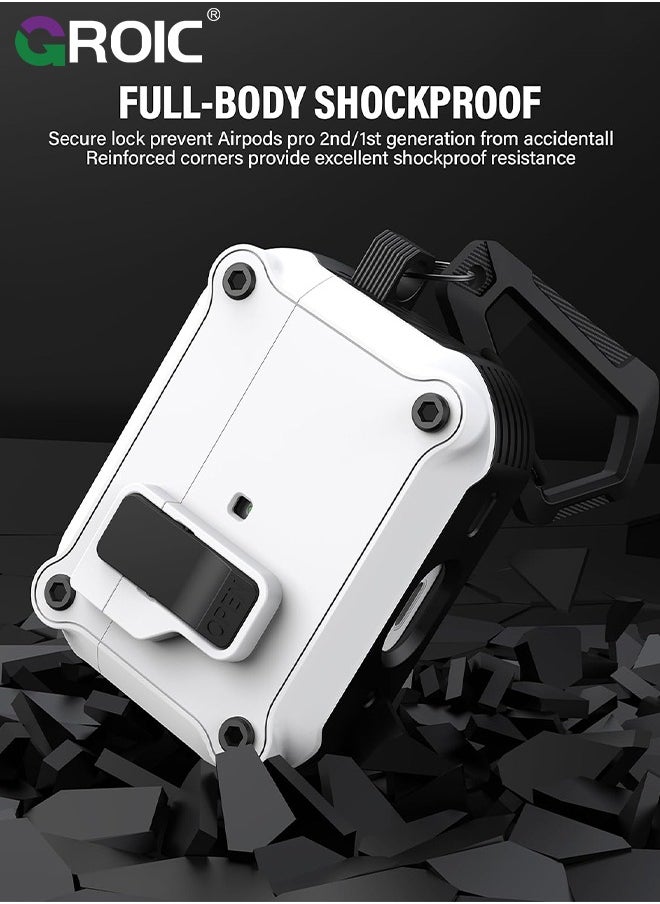 GROIC White Airpods Pro 2nd Generation Case Cover with Lock for Men Women with Keychain, Full-Body Shockproof & Anti-Scratch Protective Case for Airpods Pro 2  - Image 5