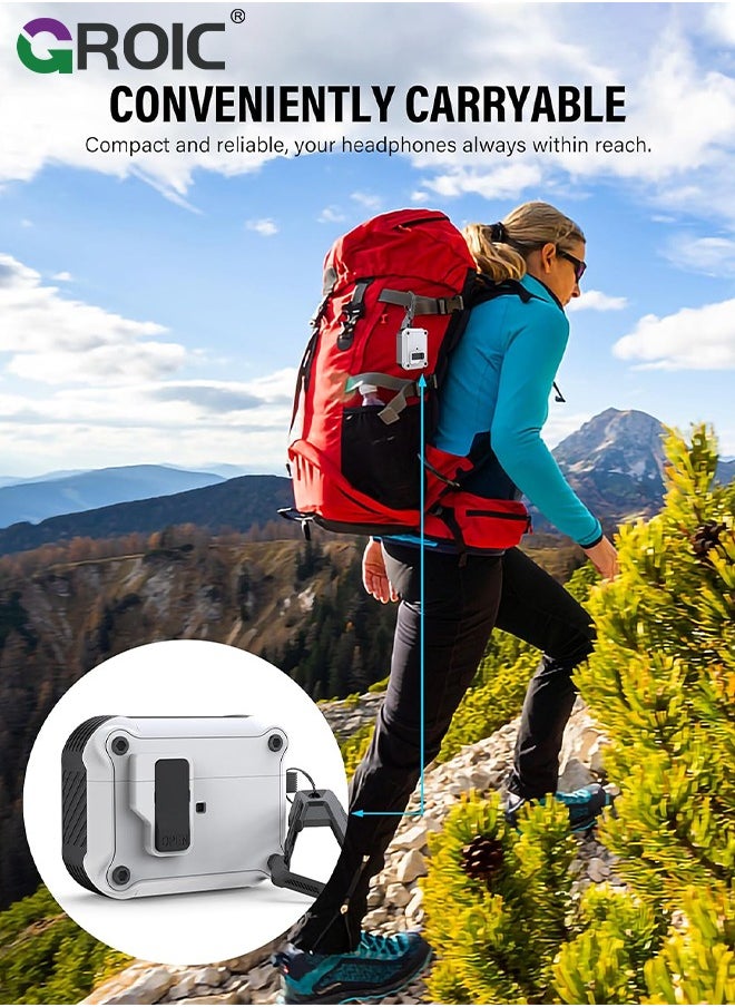 GROIC White Airpods Pro 2nd Generation Case Cover with Lock for Men Women with Keychain, Full-Body Shockproof & Anti-Scratch Protective Case for Airpods Pro 2  - Image 2